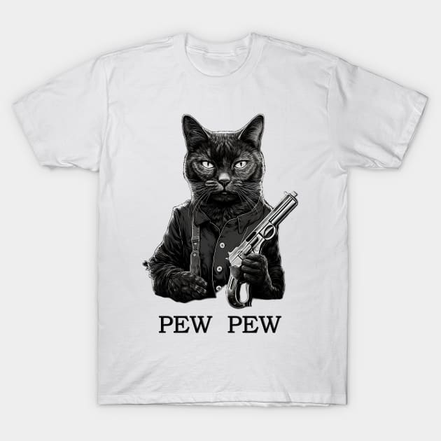 Cat pew pew T-Shirt by KingKachurro